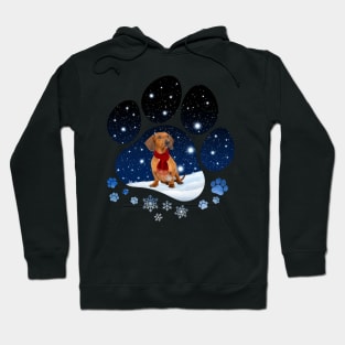 Snow Paw Red Dachshund Christmas Winter Holiday Hoodie